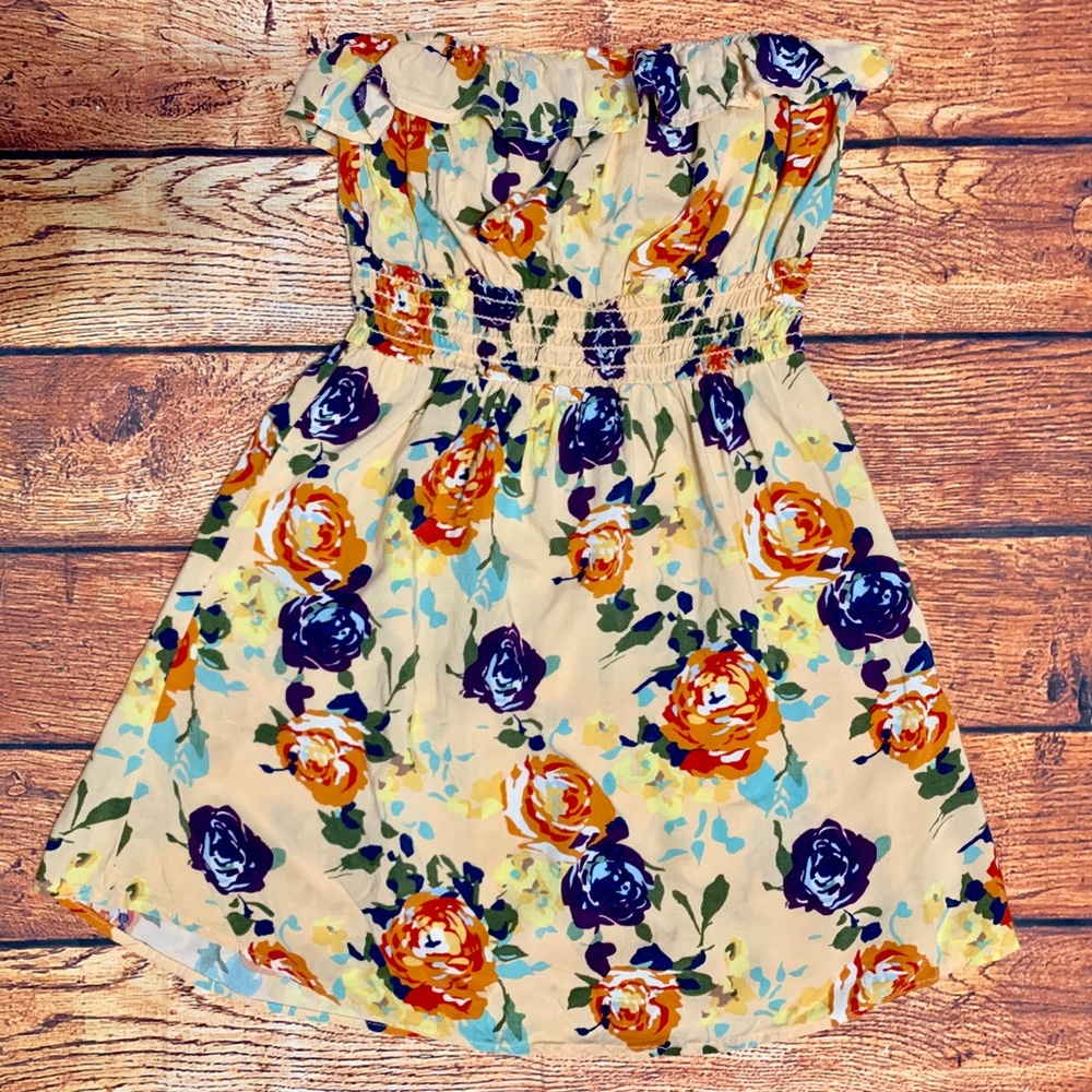 Full Tilt Floral Strapless Blush Dress